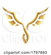 Poster, Art Print Of Golden Glossy Abstract Wings On A White Background - Icon 3