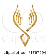 Golden Glossy Abstract Wings On A White Background Icon 4