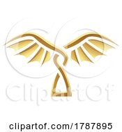 Golden Glossy Abstract Wings On A White Background Icon 5