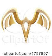 Poster, Art Print Of Golden Glossy Bat Wings On A White Background
