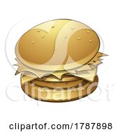 Poster, Art Print Of Golden Glossy Burger On A White Background