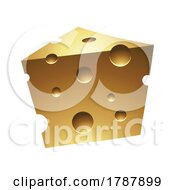 Poster, Art Print Of Golden Glossy Cheese On A White Background