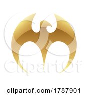 Poster, Art Print Of Golden Glossy Eagle Icon On A White Background
