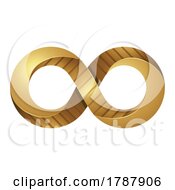 Golden 3d Embossed Infinity Symbol On A White Background