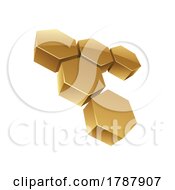 Poster, Art Print Of Golden 3d Honeycomb Hexagons On A White Background
