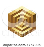 Poster, Art Print Of Golden Abstract 3d Hexagons On A White Background