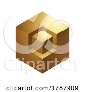 Golden Abstract Cubes On A White Background
