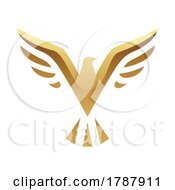 Poster, Art Print Of Golden Abstract Eagle With Open Wings On A White Background