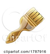 Golden Paint Brush On A White Background