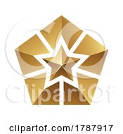 Poster, Art Print Of Golden Pentagon Star Icon On A White Background