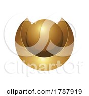 Golden Shiny Round Abstract Shape On A White Background