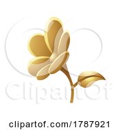 Poster, Art Print Of Golden Shiny Flower On A White Background