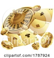 Poster, Art Print Of Golden Casino Items On A White Background