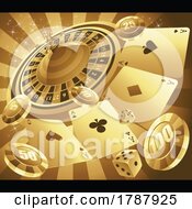 Poster, Art Print Of Golden Casino On A Black Background