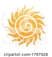 Curvy Yellow Sun Icon With A Spiral