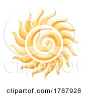 Poster, Art Print Of Curvy Yellow Embossed Spiral Sun Icon