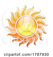 Poster, Art Print Of Curvy And Glossy Yellow Spiral Sun Icon With Darker Outlines