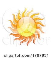 Poster, Art Print Of Curvy And Glossy Yellow Sun Icon With A Spiral