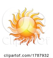 Poster, Art Print Of Curvy And Glossy Yellow Sun Icon With Darker Outlines
