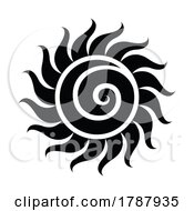 Curvy Black Sun Icon With A Spiral