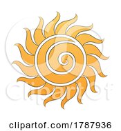 Poster, Art Print Of Curvy Yellow Spiral Sun Icon With Black Outlines