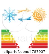 Poster, Art Print Of Air Conditioning Snowflake And Sun Symbol With Energy Class Charts