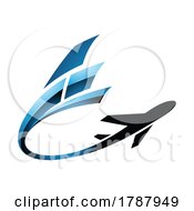 Poster, Art Print Of Airplane With A Long Glossy Blue Tail