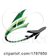 Poster, Art Print Of Airplane With A Long Glossy Green Tail