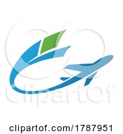 Poster, Art Print Of Airplane With A Long Green And Blue Tail