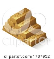 Poster, Art Print Of 10 Gold Bars With Darker Embossed Text