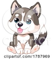Cartoon Cute Husky Puppy