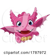 Poster, Art Print Of Cartoon Cute Flying Pink Dragon
