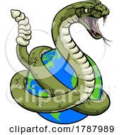 Poster, Art Print Of Rattlesnake Coiled Around Earth