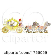 Cartoon King Riding In A Horse Drawn Carriage