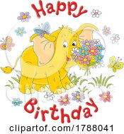 Poster, Art Print Of Happy Birthday Greeting With An Elephant