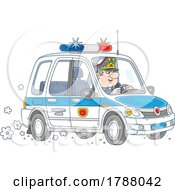 Poster, Art Print Of Police Officer Driving A Car