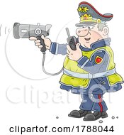 Poster, Art Print Of Police Officer Directing Traffic Or Using A Speed Gun