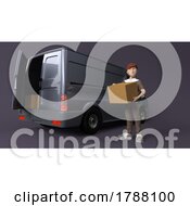 Poster, Art Print Of Young Person Delivering Parcel With Van