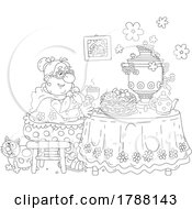 Poster, Art Print Of Cartoon Black And White Woman Eating A Meal