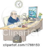 Cartoon Fat Politician Or Businessman At A Desk