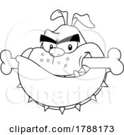 Poster, Art Print Of Cartoon Tough Bulldog Mascot Chewing On A Bone