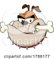 Cartoon Tough Bulldog Mascot Chewing On A Bone
