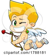 Cartoon Cupid Baby Boy Winking And Holding A Bow And Arrow