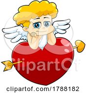 Poster, Art Print Of Cartoon Cupid Baby Boy On A Heart Struck With An Arrow