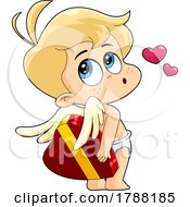 Poster, Art Print Of Cartoon Cupid Baby Boy Holding A Box Of Valentine Candies Behind His Back
