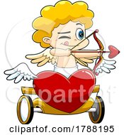 Poster, Art Print Of Cartoon Cupid Boy Aiming On A Chariot