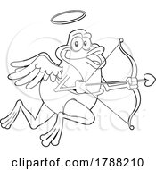 Poster, Art Print Of Cartoon Black And White Cupid Frog