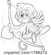 Cartoon Black And White Cupid Monkey