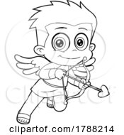 Cartoon Black And White Cupid Boy by Hit Toon