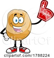Cartoon Potato Mascot With A Fan Foam Finger by Hit Toon